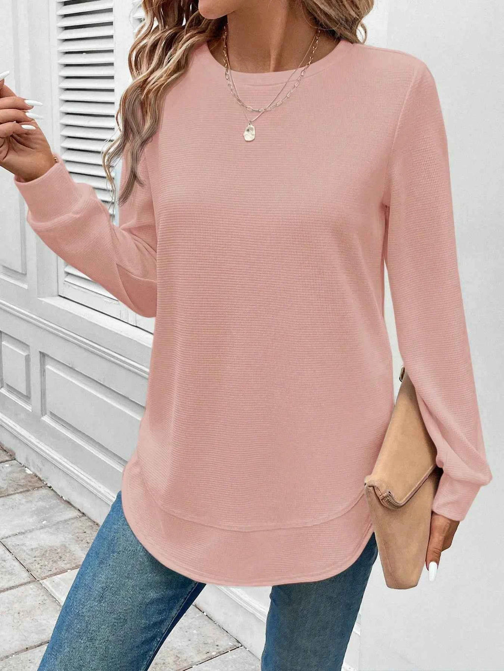 Round Neck Long Sleeve Casual Sweatshirt af5a0955b4874016b61ea88743ff891b-Max-Origin