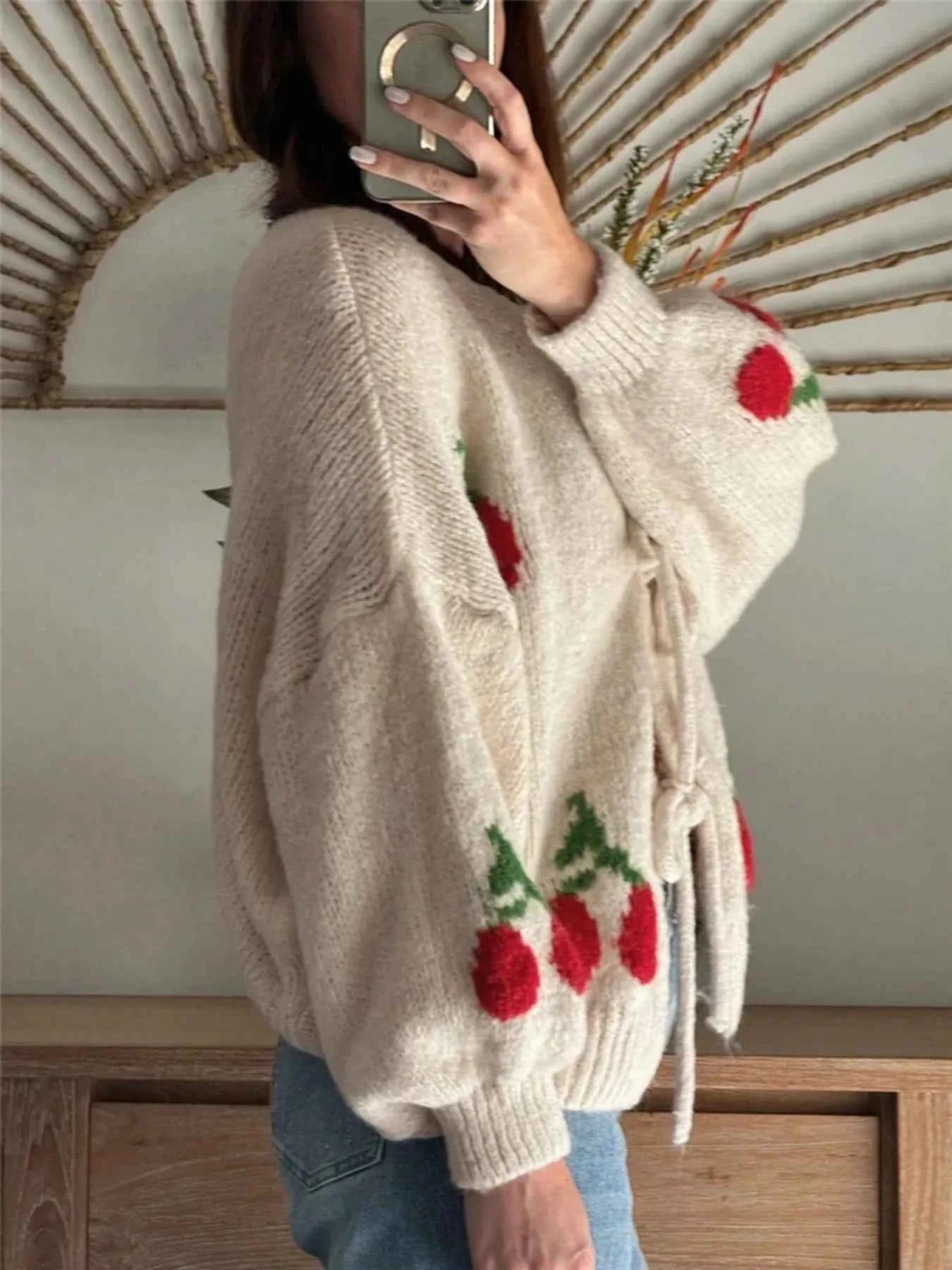 Cherry Pattern Tie-Front Oversized Cardigan af6596b46e5e4f2cad911b20d2112530-Max-Origin
