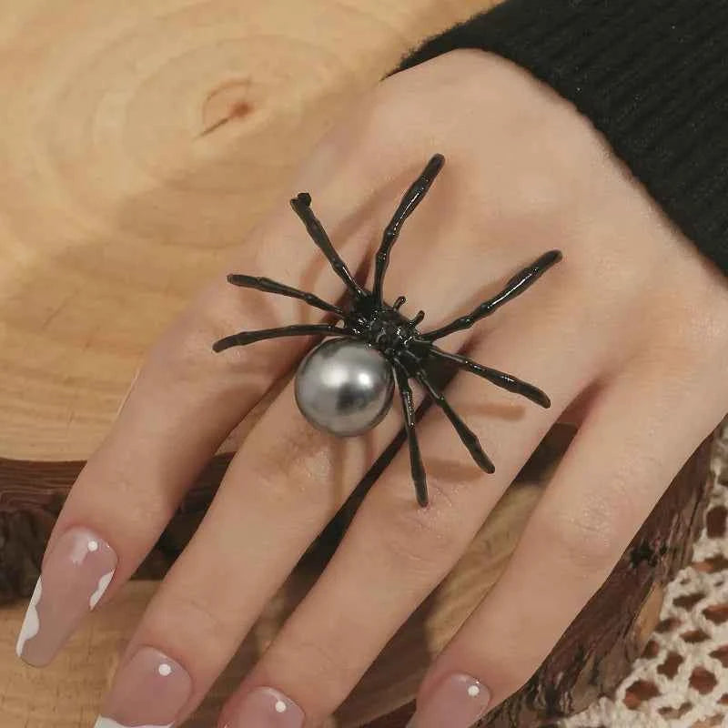 Halloween Spider Pearl Ring Black One Size af69e041-7215-4032-a188-f431ba986cc0-Max-Origin