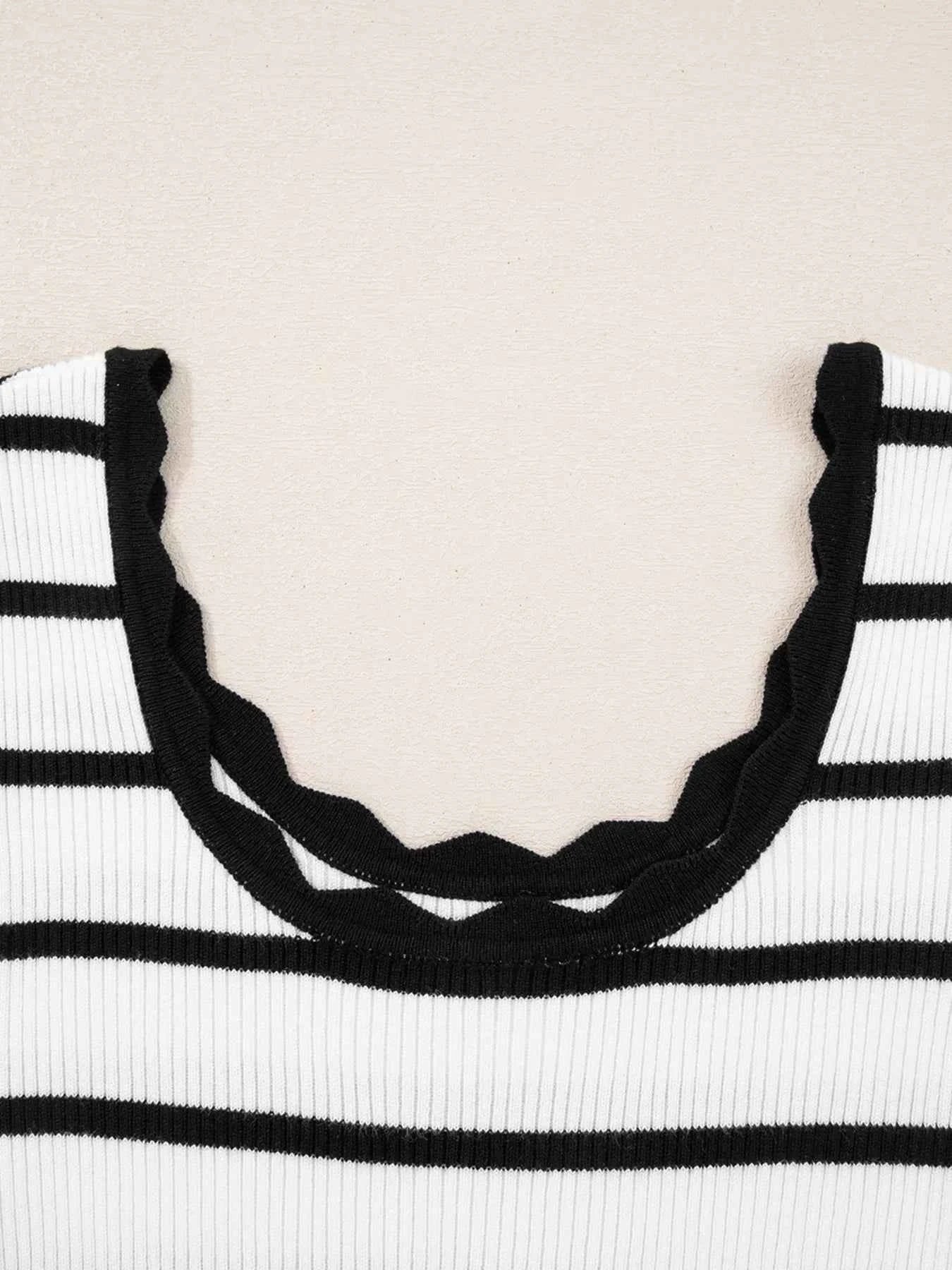Scalloped Trim U Neck Striped Ribbed Slim Knit Top af6c068ef1c840d98270bdeea81cd1a7-Max-Origin