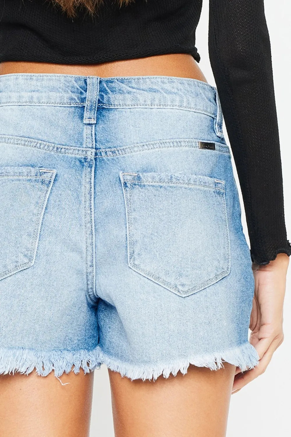 Kancan High Waist Frayed Denim Shorts af760c5e-6f53-4dec-8b18-8dba9478588d-Max