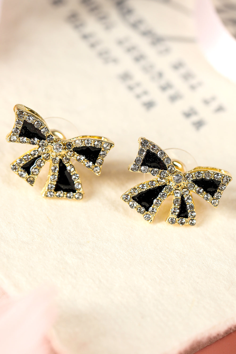 Black Rhinestone Bowknot Stud Earrings af7d0f93c56c2115