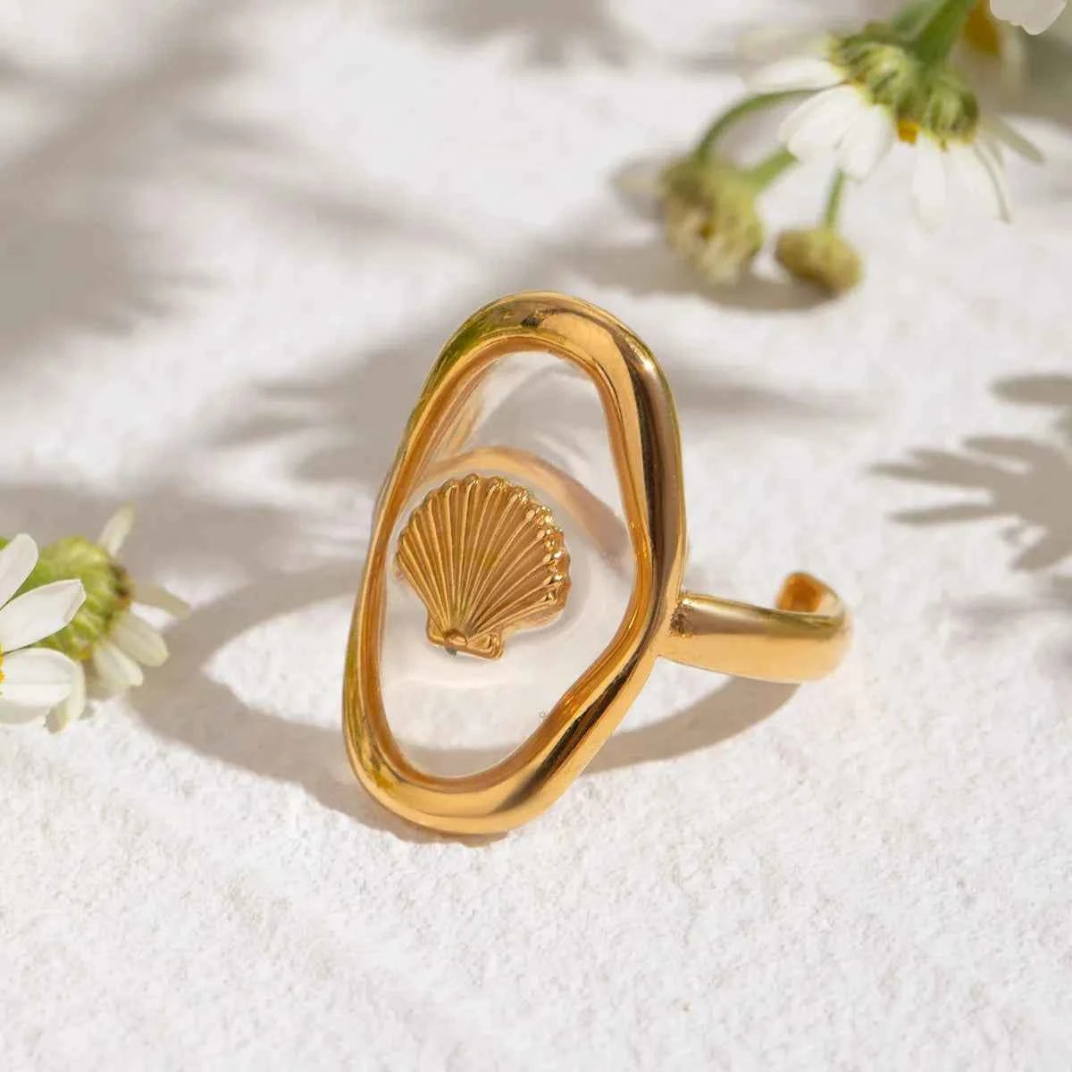 18K Gold-Plated Shell Pattern Mother of Pearl Ring af97bd95-7d22-4669-b55b-01a6d1720690-Max-Origin