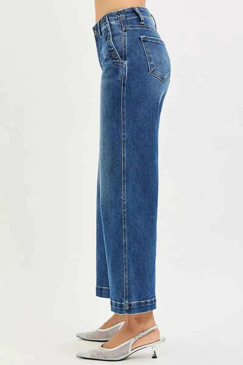 RISEN High Rise Wide Leg Jeans With Pocket Button Detail af98103870064f3594fdbc3b0745da07-Max-Origin