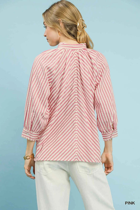 Striped V-Neck Button Down Top af9a2626-fd18-4826-bf19-ffbe5ec7d803-Max