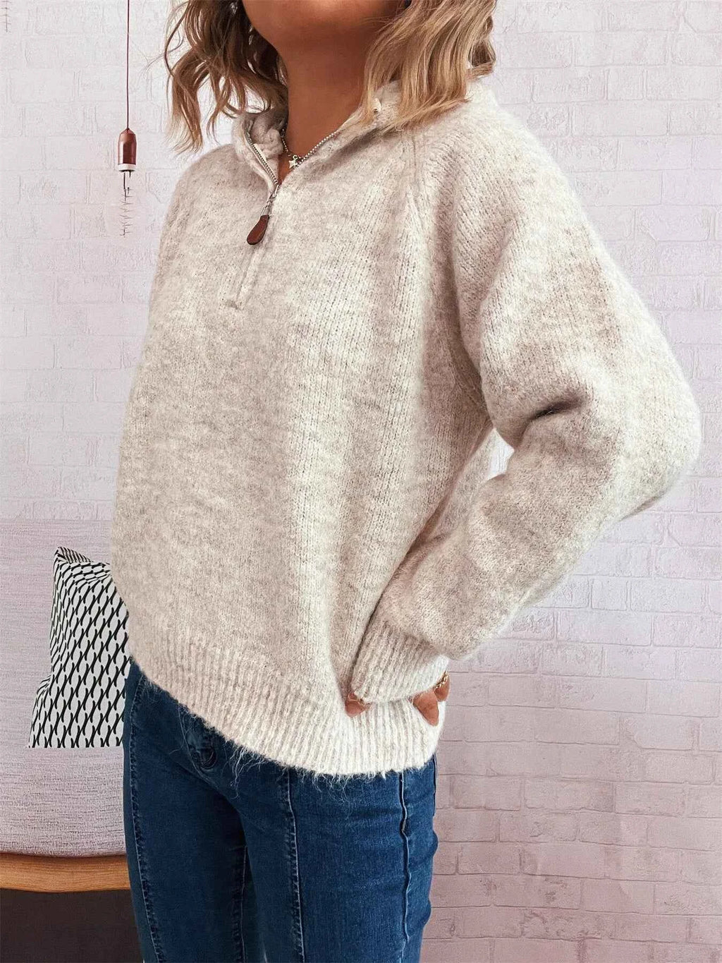 Quarter Zip Ribbed Hem Sweater afb157f528ff40a6aa0d34f6389ab8ad-Max-Origin