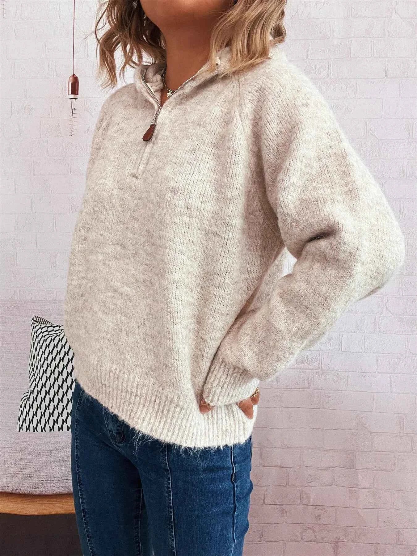 Quarter Zip Ribbed Hem Sweater afb157f528ff40a6aa0d34f6389ab8ad-Max-Origin