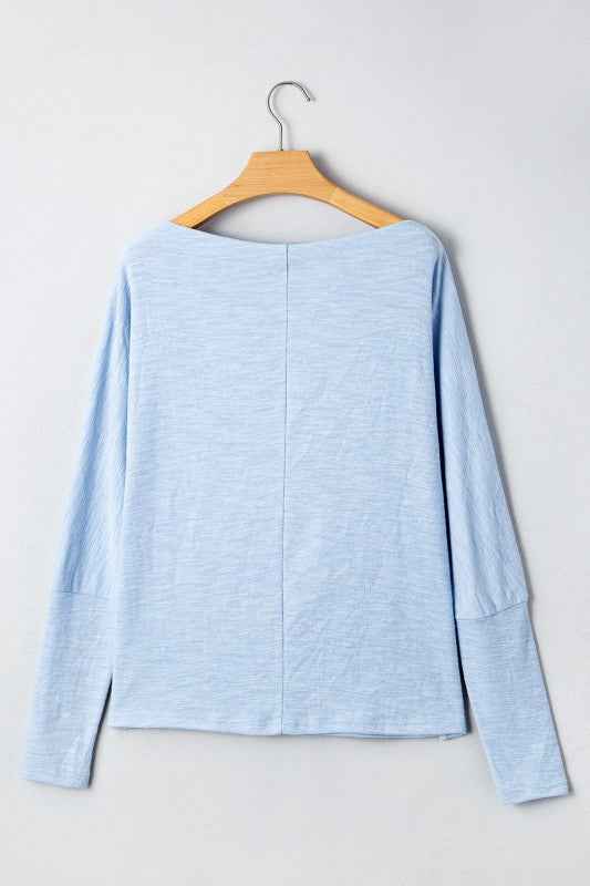 Solid Batwing Long Sleeve Top afb6661b-c080-4171-a89f-56f379b35883