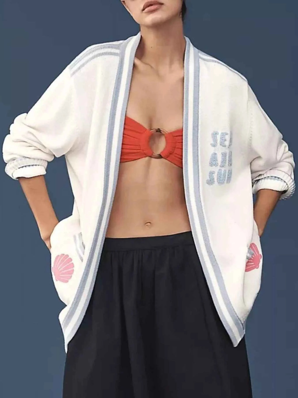 Seashell Embroidered Open Front Cardigan afcde2d9-2fa1-4129-85a9-c6af93bd17be-Max-Origin