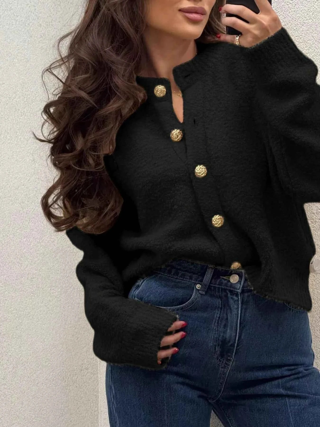 Button-Up Drop Shoulder Cardigan Black afce3afd-4930-4896-8ac8-3d802db093d0-Max-Origin
