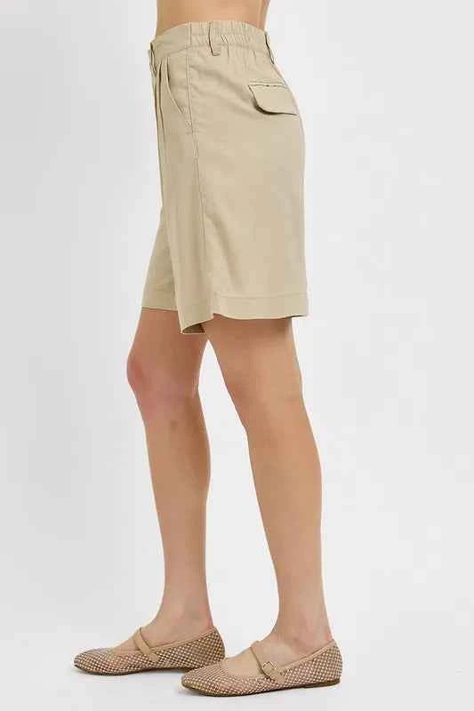 RISEN High Rise Pleated Front Shorts afd0010e-9628-4787-9ed6-e128c3bb639e-Max