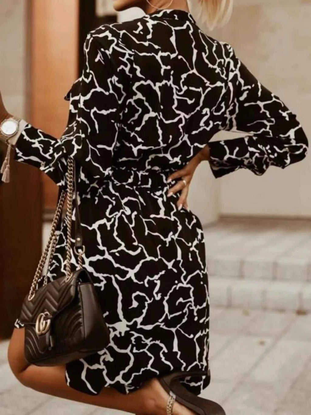 Printed Button Front Long Sleeve Dress afd1d81b-8bdf-4f18-9c4e-70e99a804699-Max-Origin