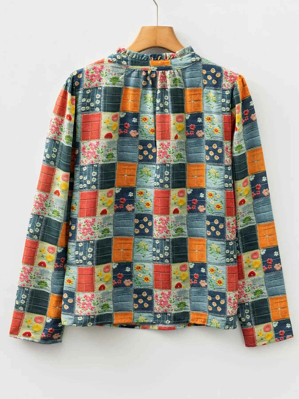 Floral Half Placket Notched Blouse afd970dc3a684639b839869878bfbd7c-Max-Origin