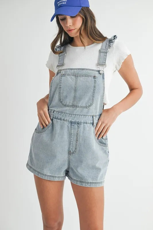 MABLE Square Neck Ruffle Shoulder Denim Overall Romper Lt Denim afefab3f2eb640faaccb1eefd5f41d05-Max-Origin