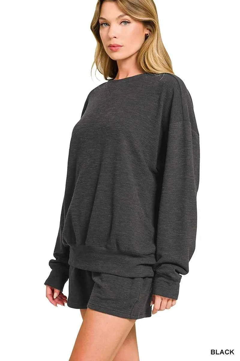 Zenana Slub Long Sleeve Top and Shorts Set BLACK aff337dcc2fd4250b825e4b6cc34f718-Max-Origin