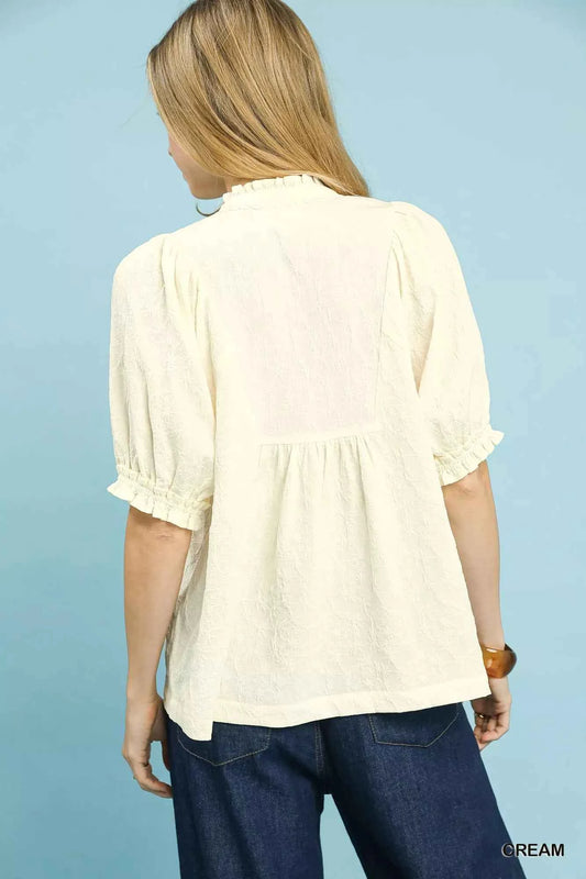 Textured Smocked Peasant Top b0170580-e7dd-422e-b64d-923ea74867f6-Max-Origin