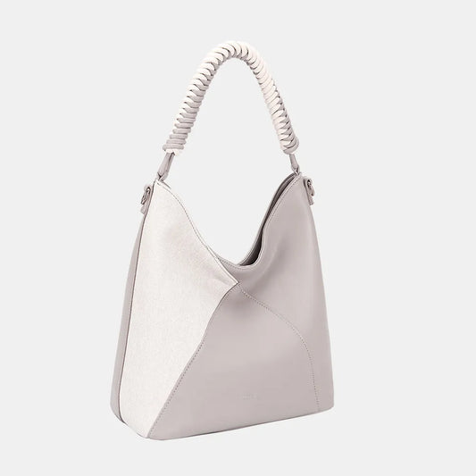 David Jones Woven Handle PU Leather Handbag L.Grey One Size b023e1bd-2376-4a2a-8ad2-9c96b6841e40-Max