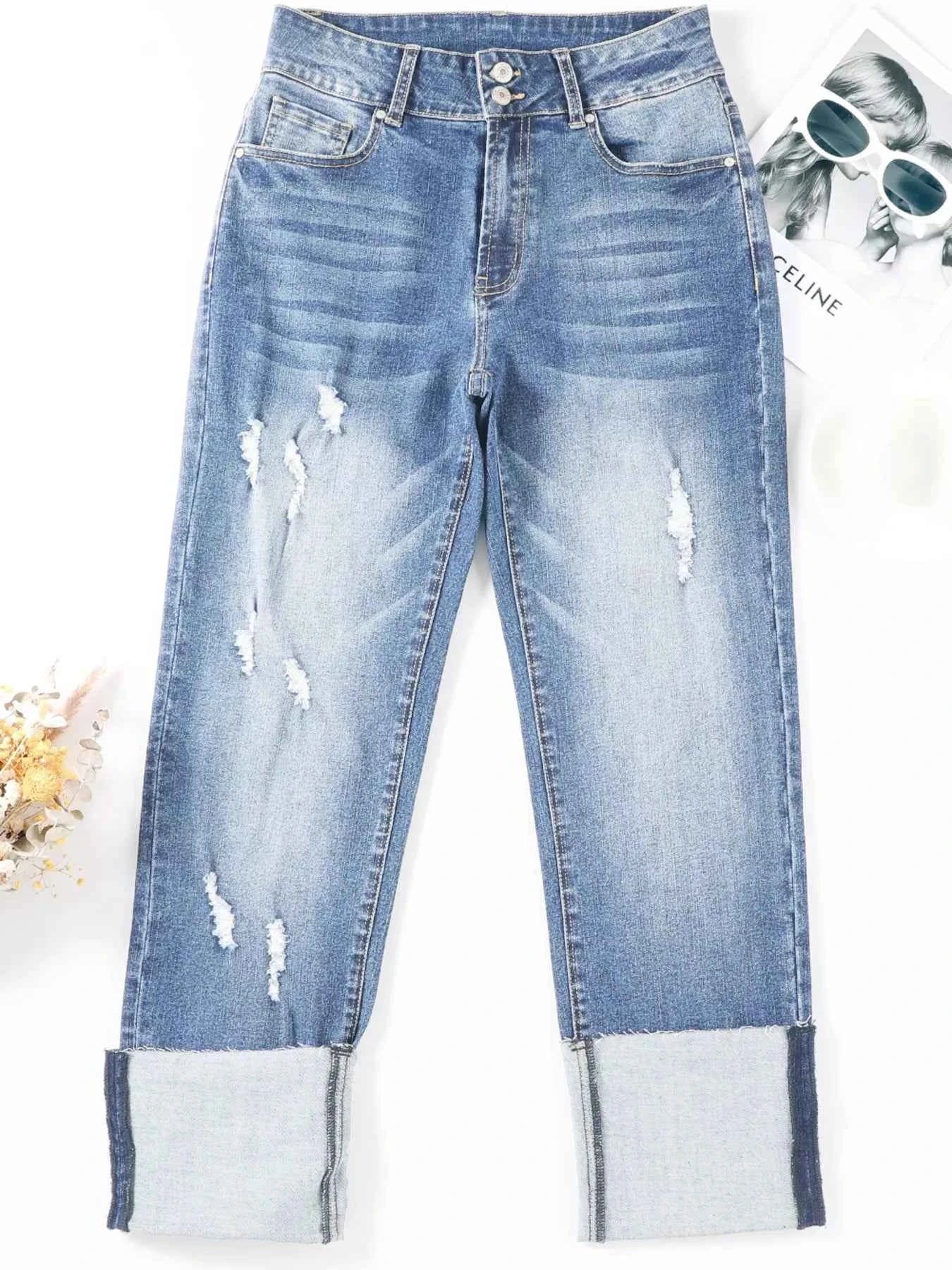 High Waist Distressed Straight Leg Jeans b0277c0faa7647a49f6bc5d43e3ab9e7-Max-Origin