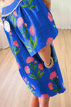 Floral Notched Summer Mini Dress with Striped Trim b03496e8-653f-449b-a57c-fbd77277b756-Max-Origin