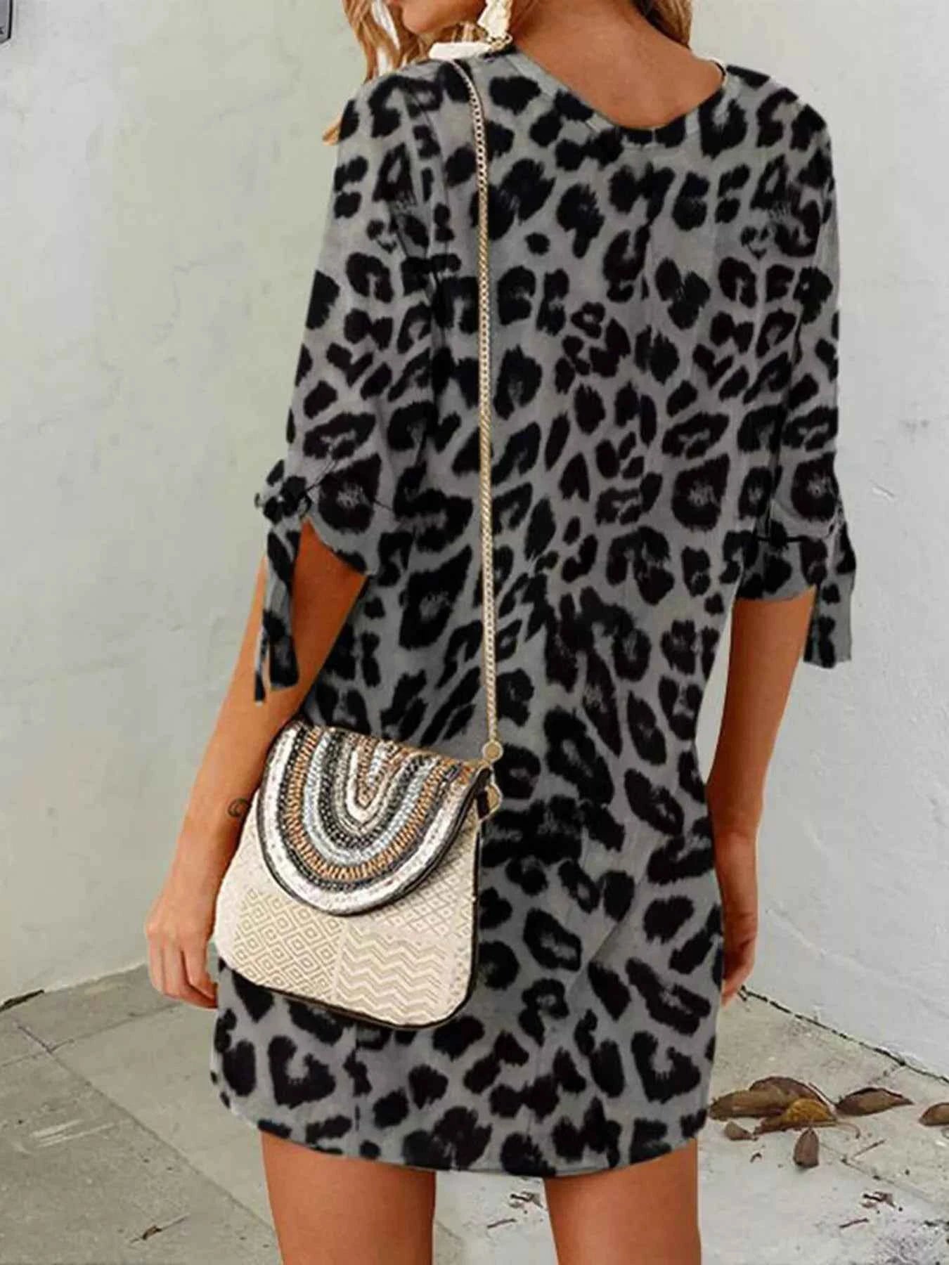 Leopard Round Neck Half Sleeve Dress b03bc4f6733340ca8d71df920a9da6a7-Max-Origin