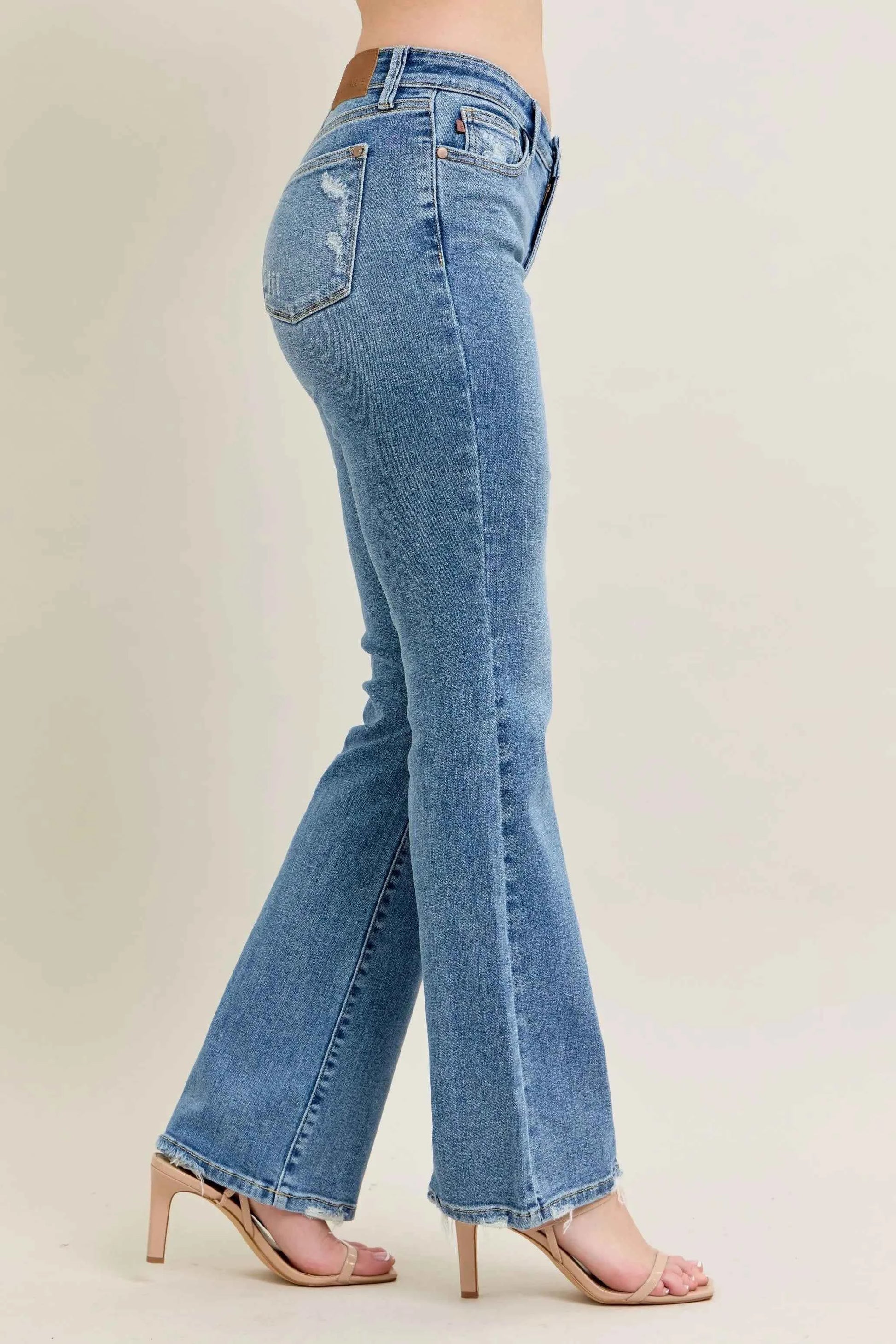 Judy Blue Full Size Mid Rise Wash Destroy Hem Bootcut Jeans Plus Size b03d0d55e0d248efb4f6530f6255408e-Max-Origin