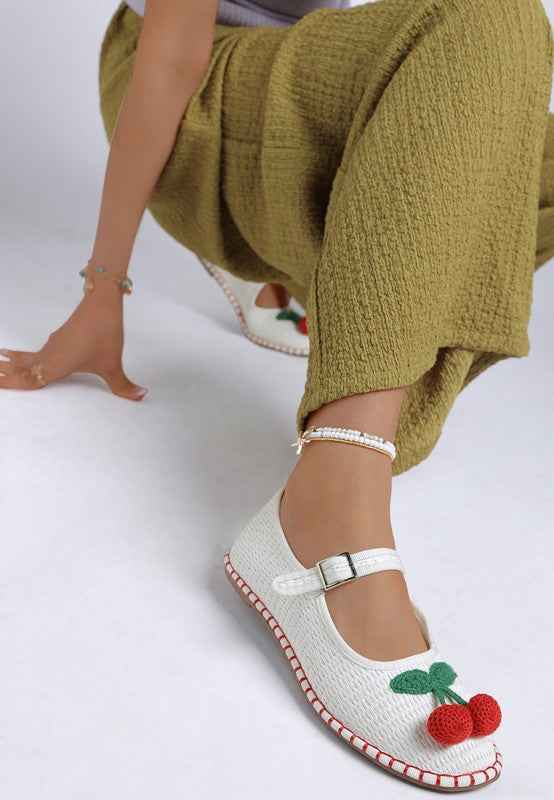 Brunch Date Cherry Accent Mary Jane Flats White b048db0d-be66-427d-b921-15ee36acc42b