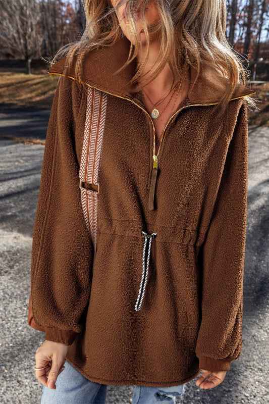 Solid Half-Zip Fleece Pocketed Sweatshirt b049b829-8848-4edb-b807-0d84ea066506