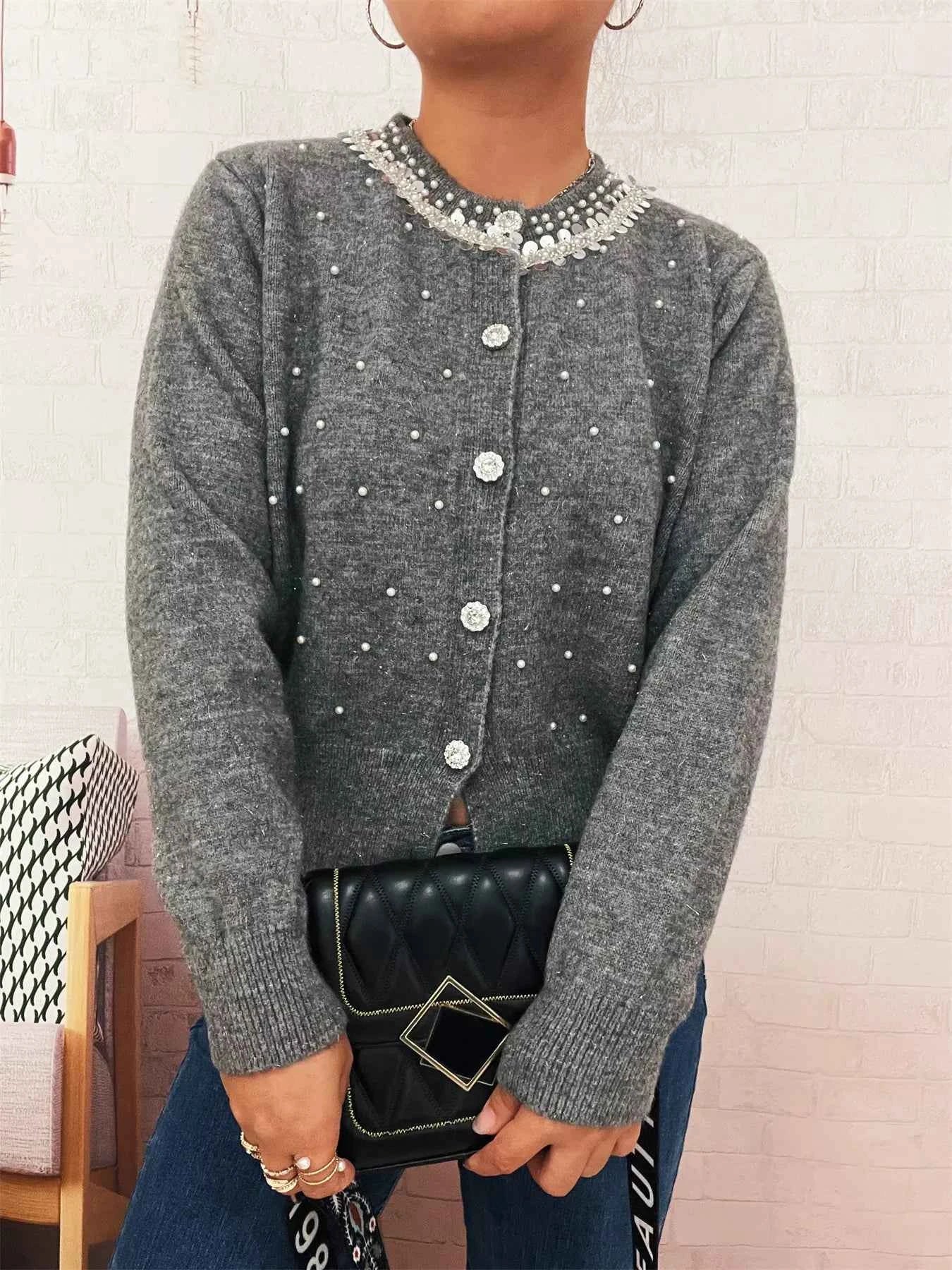 Pearl Detail Button-Front Cardigan b04af645-faa7-4693-a47f-c8231a21f155-Max-Origin