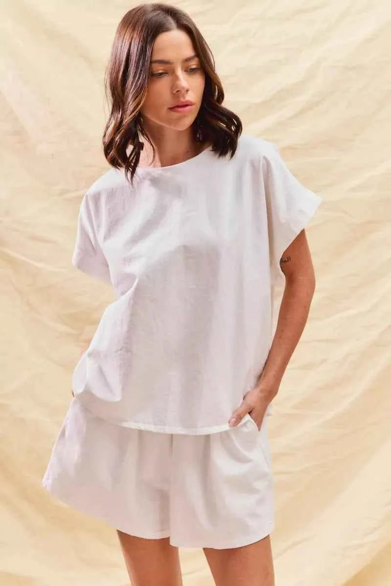SO ME Round Neck Short Sleeve Top and Shorts Set b057cb1d-4912-4c33-8ab0-349b75599c71-Max-Origin