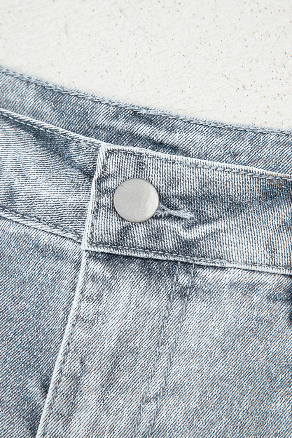 White Scalloped Hemline Light Wash Denim Shorts b060607f500d8f43