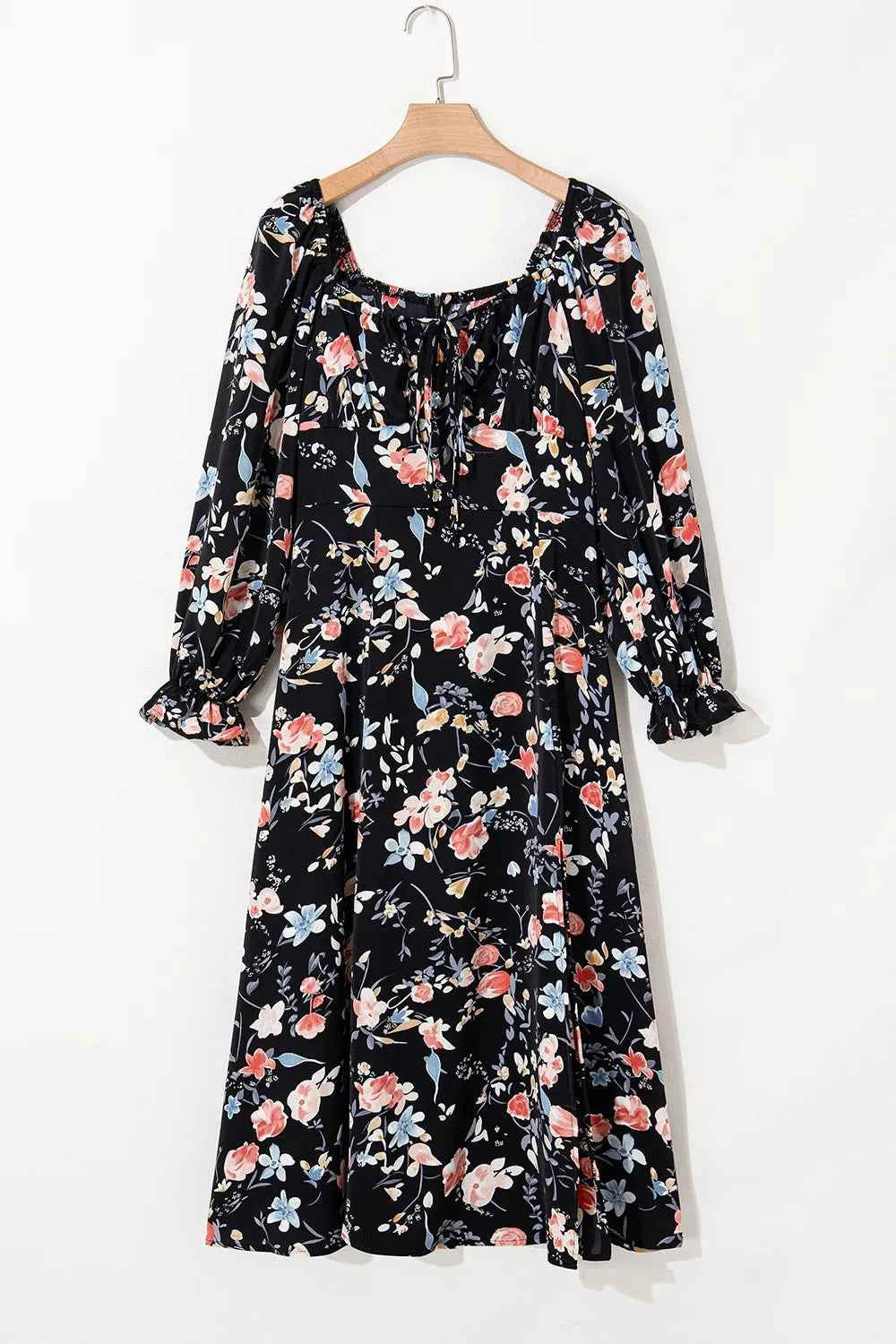 Floral Print Flounce Sleeve Midi Dress b073e1a2-cee4-4cc0-bfa1-206f5c9efaf0-Max-Origin