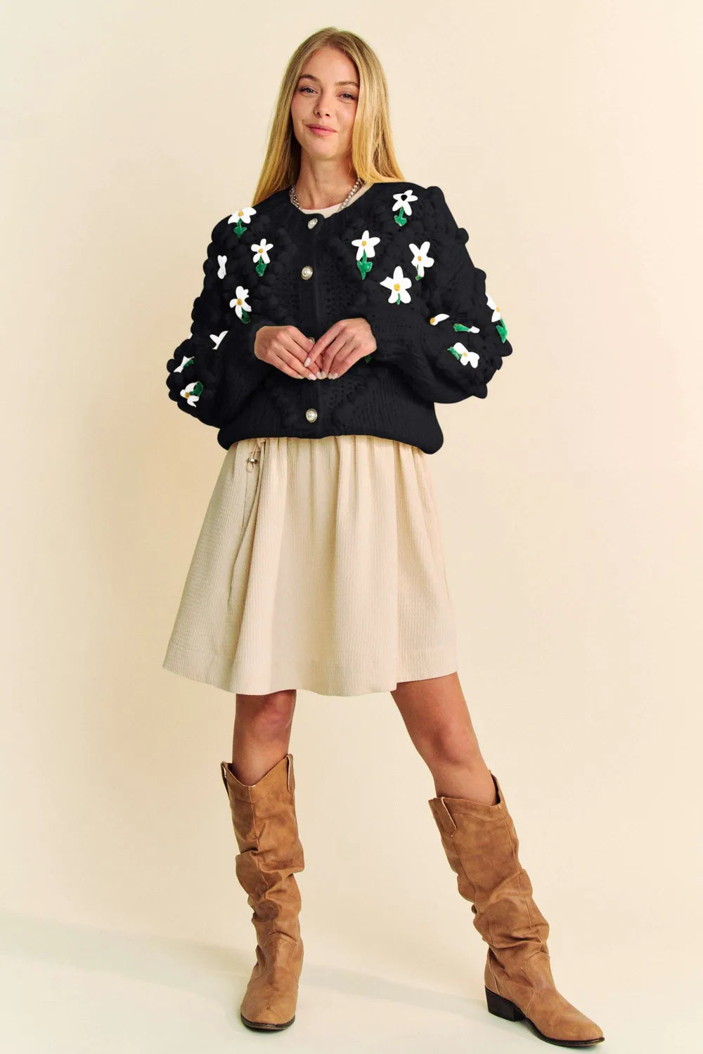 Davi & Dani Floral Pattern Button Down Cardigan b078a277-0789-44a0-b12b-81009a04cc42-Max