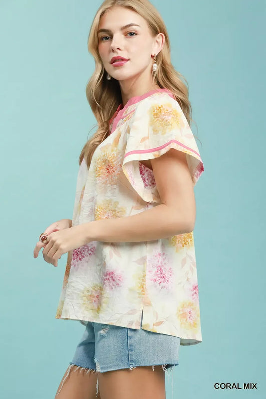 Floral Flutter Sleeve Blouse b07f4411-9556-4468-acdd-e7ae7872e12c-Max-Origin