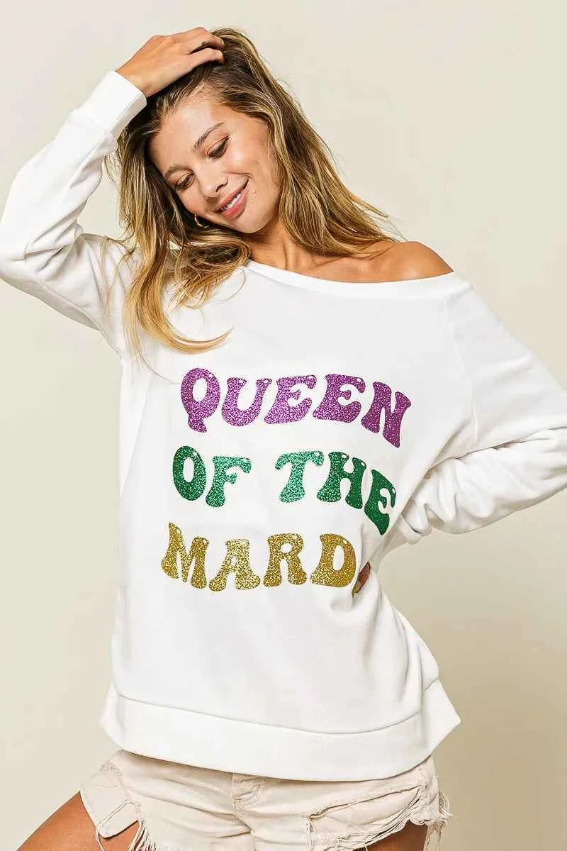 BiBi Queen Of Mardi Glitter Print Mardi Gras Sweatshirt b0890f1a045545c5ad71d9d39696f96c-Max-Origin