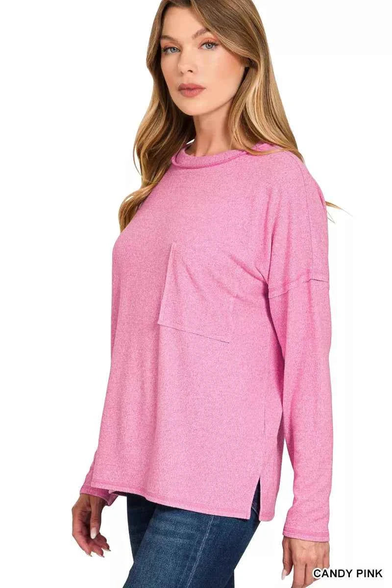 Zenana Soft Melange Hacci Round-Neck Long Sleeve T-Shirt b0913b0415084ba3b573f4f70d8f05d7-Max-Origin