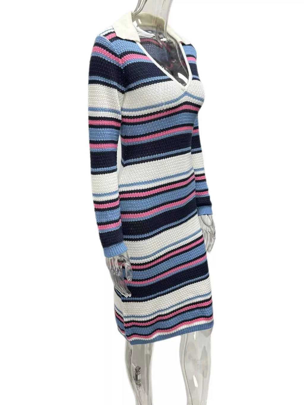 Striped Knitted Bodycon Sweater Dress b0982df3-5f26-485c-857c-ad33751dc5dc-Max-Origin