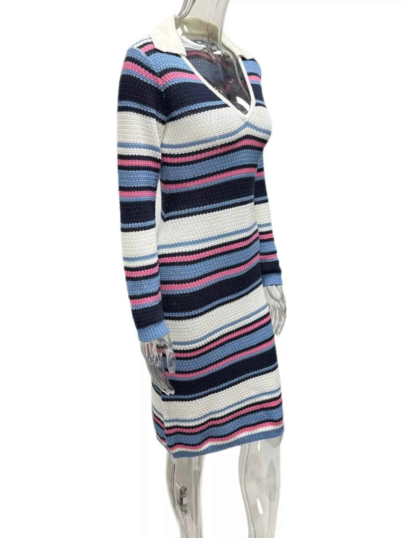 Striped Knitted Bodycon Sweater Dress b0982df3-5f26-485c-857c-ad33751dc5dc-Max-Origin