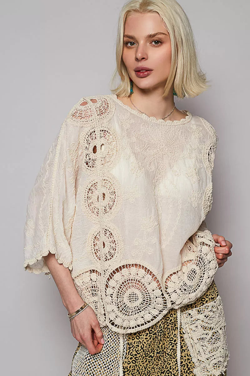 POL Round Neck Crochet Top with Floral Embroidery Detail NATURAL One Size b0a42636-17f9-46bf-87d4-e0d2e64e97b9-Max-Origin