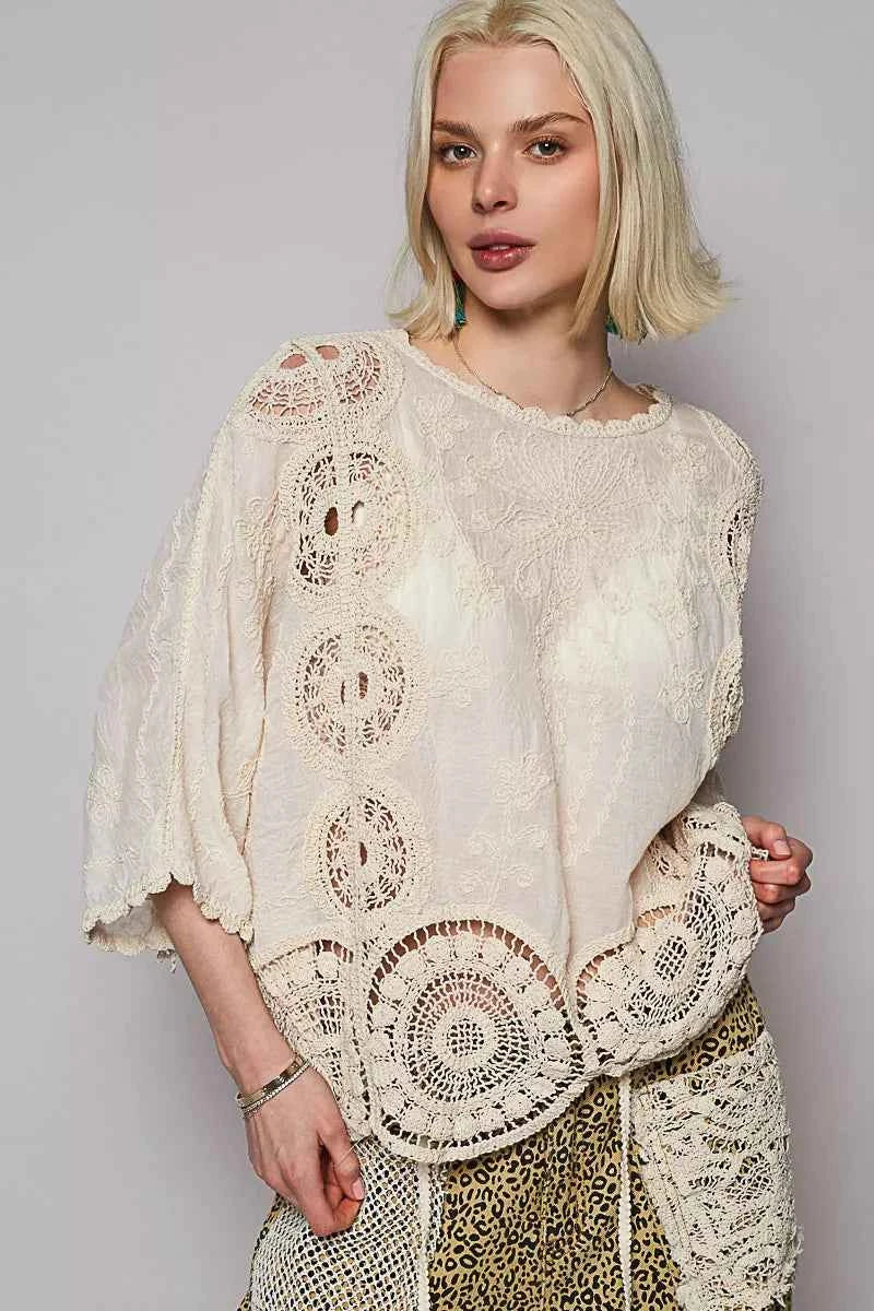 POL Round Neck Crochet Top with Floral Embroidery Detail NATURAL One Size b0a42636-17f9-46bf-87d4-e0d2e64e97b9-Max-Origin