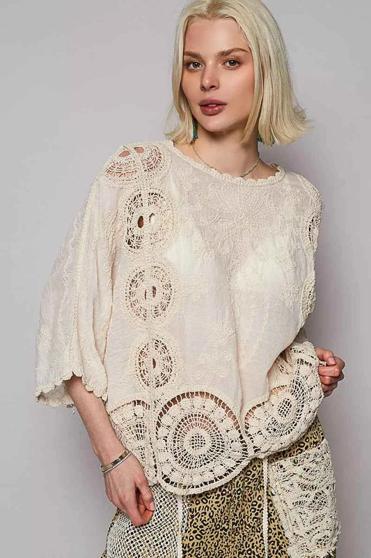 POL Round Neck Crochet Top with Floral Embroidery Detail NATURAL One Size b0a42636-17f9-46bf-87d4-e0d2e64e97b9-Max-Origin