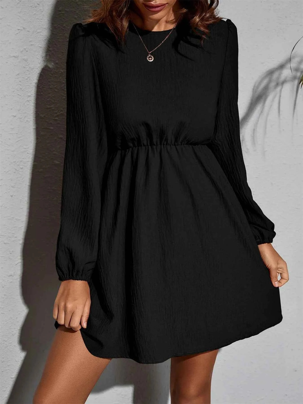 Long Sleeve Casual Mini Dress Black b0a64db53db0425294eb0e570f28ee01-Max-Origin