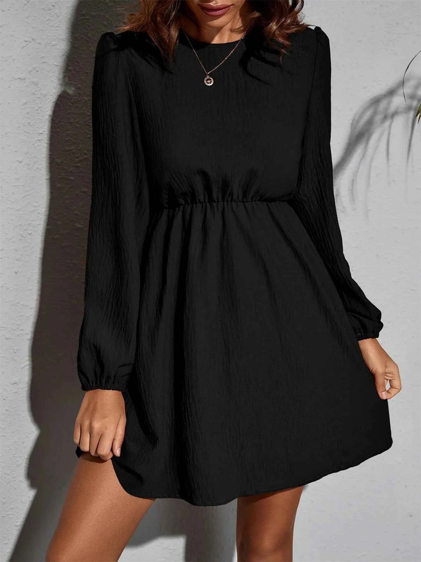 Long Sleeve Casual Mini Dress Black b0a64db53db0425294eb0e570f28ee01-Max-Origin