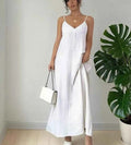 Spaghetti Straps V-Neck Dress White b0af75de-576e-4a00-9789-9d37d21087f2-Max-Origin