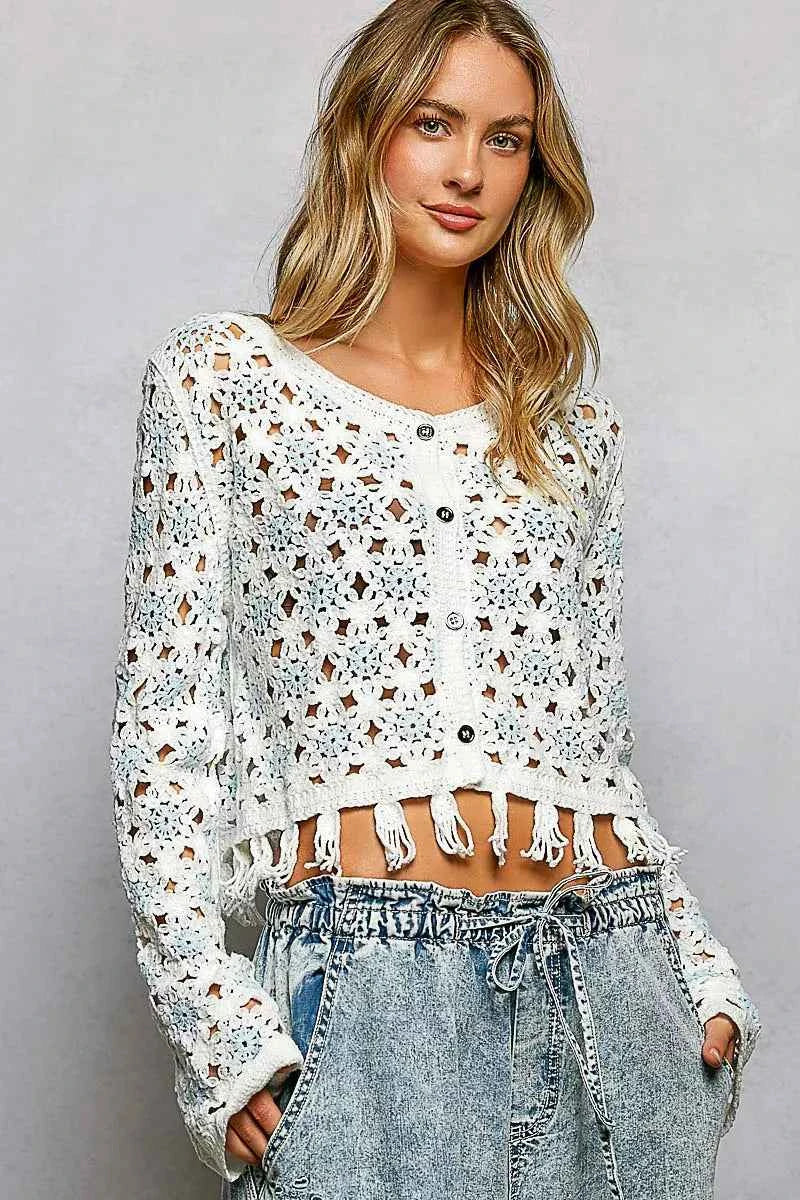 POL Openwork Floral Crochet Cardigan with Tassel Hem b0bc2cb7-1283-4cd2-a6bc-97437d666864-Max-Origin