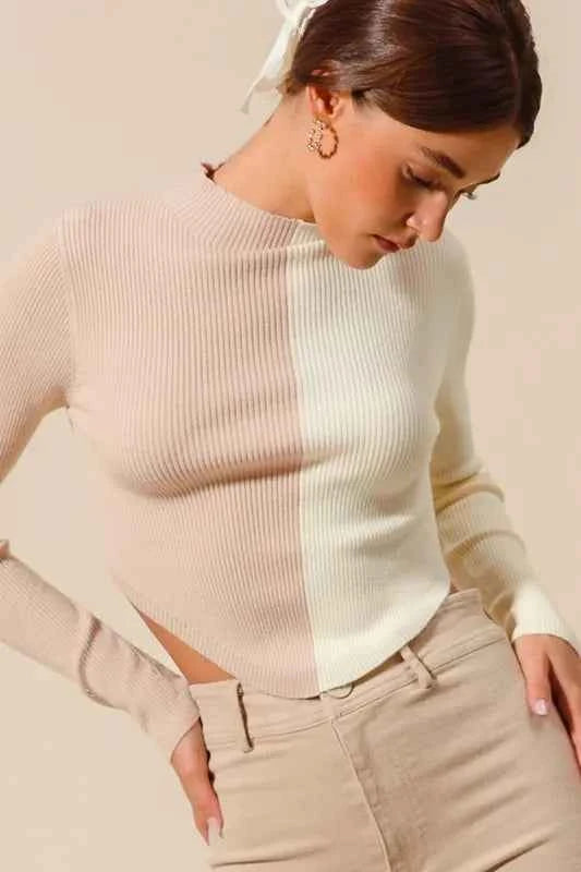 Color Block Fitted Crop Sweater Top b0c5c785efba4d809d27da202b4ddd7e-Max-Origin