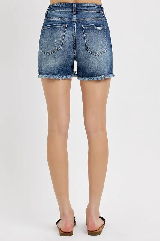 RISEN Distressed Raw Hem Denim Shorts b0c958fa-3b1f-4034-9ced-bf9b86f7e905-Max