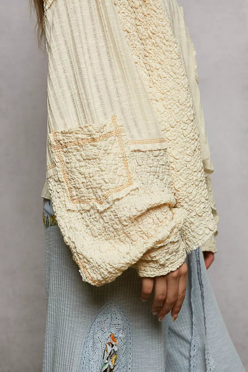 POL V-Neck Long Sleeve Top with Stitch Detail b0cce7b1-8734-4734-9596-5b729ffe8d94-Max-Origin