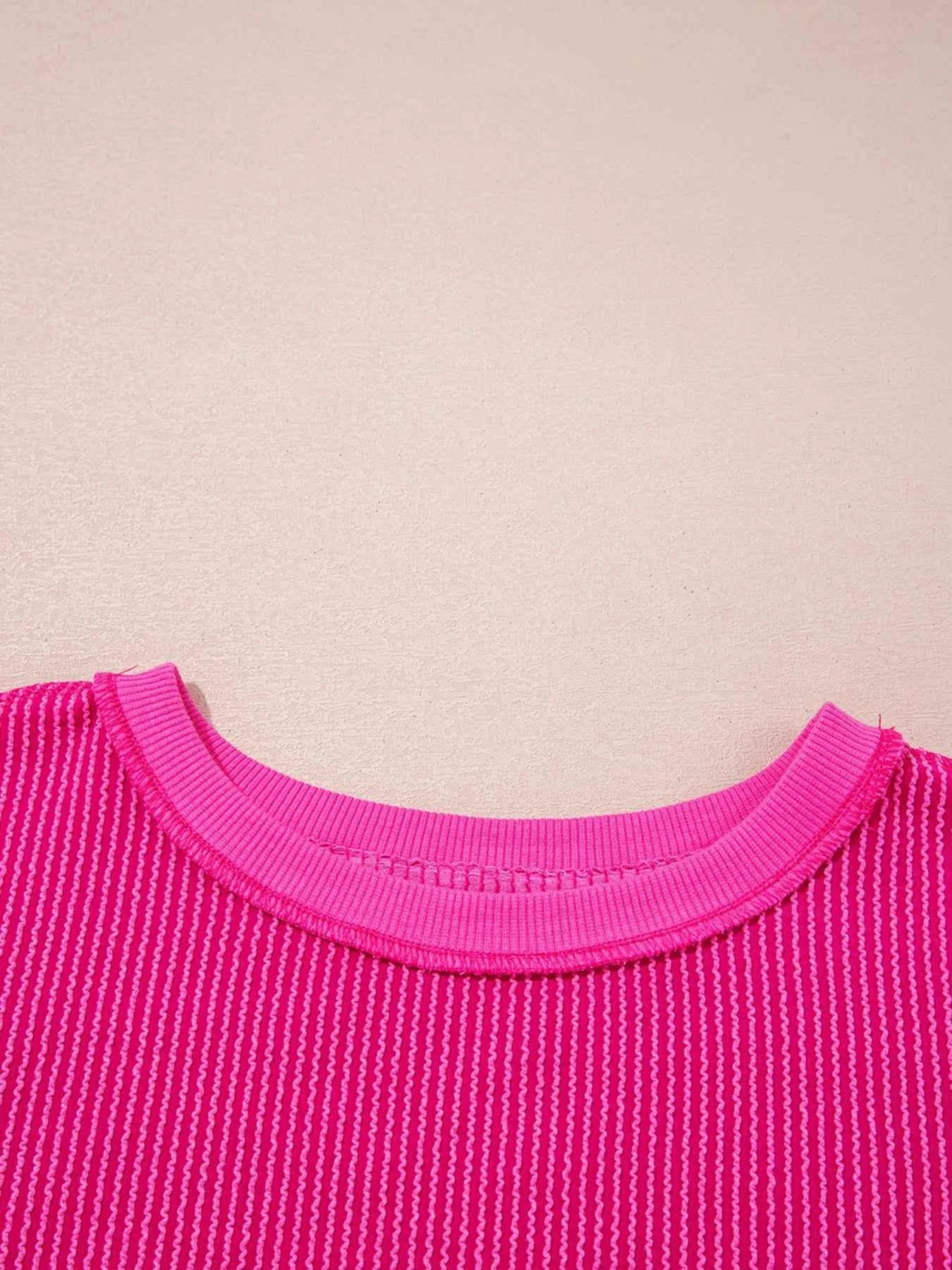 Twisted Rib Uneven Hem Drop Shoulder Loose Sweatshirt b0dababa3a35410382d7fa031e0e1c82-Max-Origin