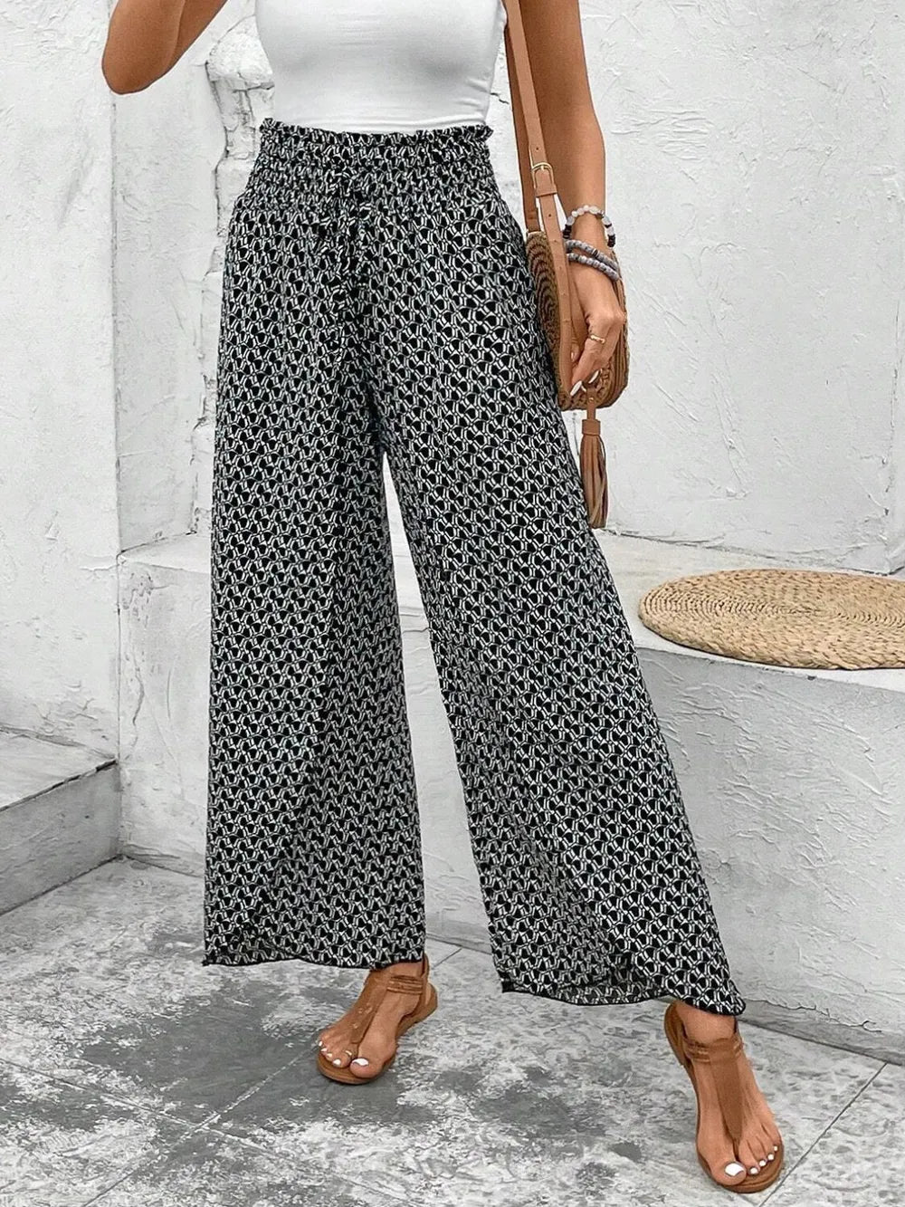 Tied Printed Wide Leg Pants b0fe4e72-b216-427d-8f84-1508bf127e1b-Max