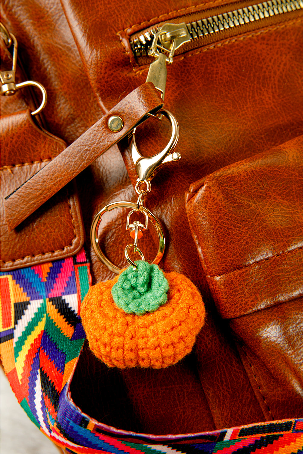 Orange Cute Crochet Fortune Persimmon Pendant Keychain b10874c87f2167d6